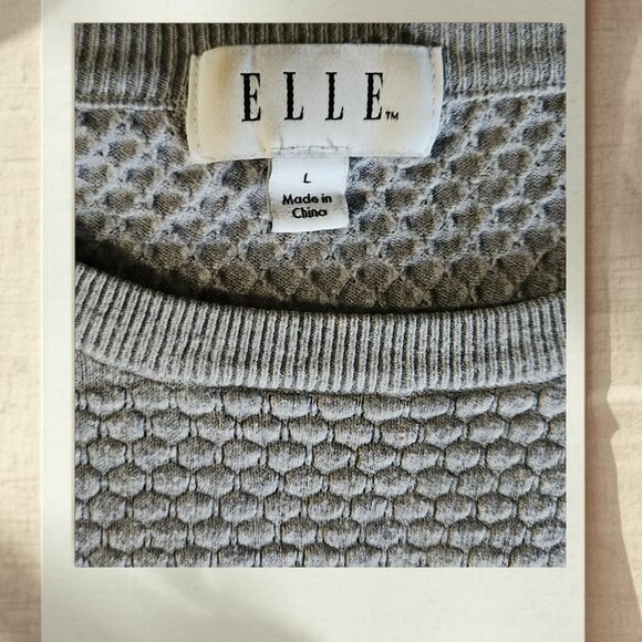 ELLE Textured Light Gray Sweater | Size L - Picture 4 of 5